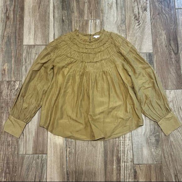 Rebecca Taylor Smocked Cotton & Silk Top - Picture 1 of 5